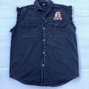 Biker's Edge Men's M Black Sleeveless Denim Shirt Biketoberfest 2007